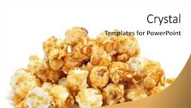  Presentation with corn - Theme enhanced with molasses - pile of caramel corn background and a white colored foreground