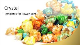  Presentation with corn - Slide deck featuring molasses - pile of caramel corn background and a white colored foreground