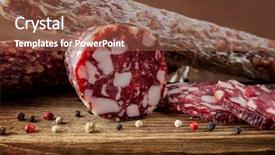  Presentation with mold - Presentation theme having mold sliced sausage salami background and a tawny brown colored foreground