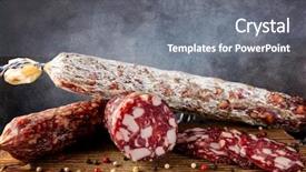  Presentation with mold - Slide deck with sausages - traditional sausage and sausage background and a gray colored foreground