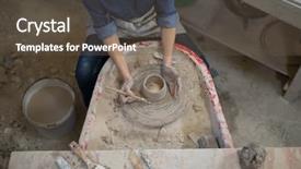  Presentation with clay - Colorful PPT theme enhanced with molding a clay in pottery backdrop and a tawny brown colored foreground