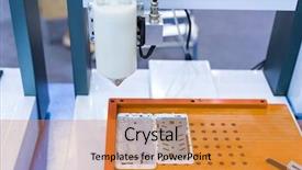  Presentation with molding machine - Colorful PPT theme enhanced with molding industry - robotic machine measure the aluminum backdrop and a gold colored foreground