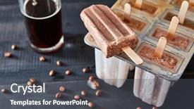  Presentation with cold coffee - Amazing slides having molding plastic - appetizing coffee ice popsicle backdrop and a dark gray colored foreground