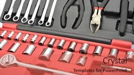  Presentation with close up of a brick - Colorful slides enhanced with molding plastic - close-up toolbox backdrop and a coral colored foreground