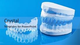  Presentation with mold - PPT theme consisting of molding plastic - individual tooth tray for whitening background and a light blue colored foreground