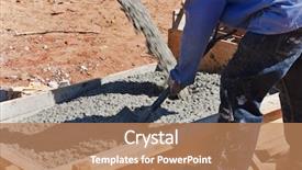  Presentation with worker safety - Audience pleasing presentation theme consisting of molding safety - construction worker mixing concrete backdrop and a coral colored foreground