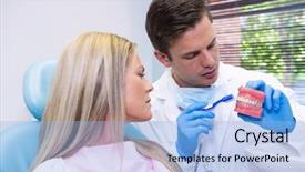  Presentation with mold - Audience pleasing slide deck consisting of molding safety - dentist showing dental mold backdrop and a light blue colored foreground