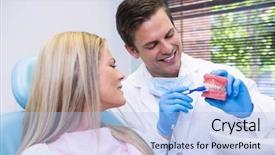  Presentation with mold - Amazing PPT theme having molding safety - dentist showing dental mold backdrop and a light blue colored foreground