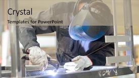  Presentation with work - Slide set with molding safety - welder at work background and a  colored foreground