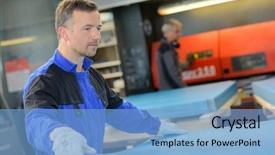  Presentation with steel factory - Audience pleasing slide set consisting of molding safety - worker at steel factory backdrop and a  colored foreground