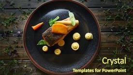  Presentation with curry - Presentation design with molecular - braised norwegian salmon with curry background and a wine colored foreground