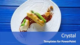  Presentation with dessert oreo ice cream - Slides consisting of molecular - caramelized cinnamon and pistachio cream background and a cobalt blue colored foreground