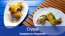  Presentation with cinnamon - Presentation theme with molecular - caramelized cinnamon and pistachio cream background and a ocean colored foreground