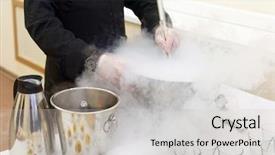  Presentation with cooking chef - Slide set having molecular - chef is cooking ice cream background and a light gray colored foreground