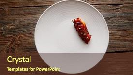  Presentation with white plate - Theme with molecular - grilled octopus modern cuisine gastronomy background and a tawny brown colored foreground