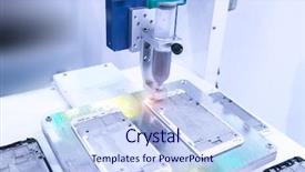  Presentation with glue - Theme featuring molecular - robot holding glue syringe injection background and a sky blue colored foreground