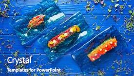  Presentation with tapas - Presentation having molecular - salmon and tuna tartare background and a ocean colored foreground