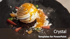  Presentation with dessert - Cool new PPT layouts with molecular - tasty fruit ice-cream dessert backdrop and a tawny brown colored foreground