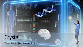  Presentation with medical concept - Audience pleasing slide deck consisting of molecular - woman doctor in futuristic medical backdrop and a light blue colored foreground