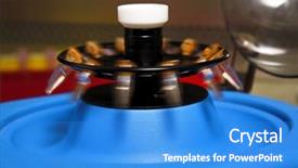  Presentation with molecular biology - Theme consisting of molecular biology small plastic tube in tube rack background and a teal colored foreground