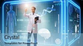  Presentation with molecular diagnostic - Slide set featuring molecular diagnostic - doctor in futuristic medical concept background and a light blue colored foreground