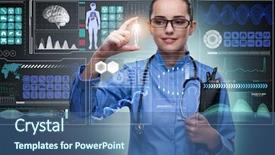  Presentation with molecular diagnostic - Beautiful slide deck featuring molecular diagnostic - doctor in futuristic medical concept backdrop and a  colored foreground