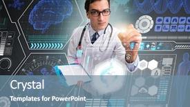  Presentation with medical concept - Theme with molecular diagnostic - doctor in futuristic medical concept background and a  colored foreground