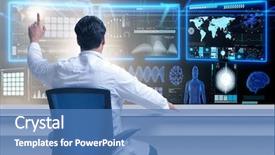  Presentation with medical concept - Slide set enhanced with molecular diagnostic - doctor in telemedicince futuristic medical background and a teal colored foreground