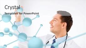  Presentation with molecules - Slide set with molecular diagnostic - healthcare medical and technology concept background and a sky blue colored foreground