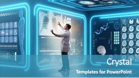  Presentation with molecular diagnostic - Beautiful theme featuring molecular diagnostic - man doctor in futuristic medicine backdrop and a teal colored foreground