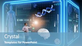  Presentation with molecular medicine - PPT theme featuring molecular diagnostic - man doctor in futuristic medicine background and a teal colored foreground