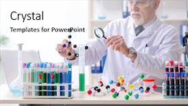  Presentation with lab - Beautiful presentation design featuring molecular diagnostic - old male chemist working backdrop and a white colored foreground