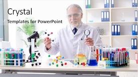 Presentation with chemist - Slide set having molecular diagnostic - old male chemist working background and a white colored foreground