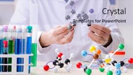  Presentation with chemist - Audience pleasing presentation consisting of molecular diagnostic - old male chemist working backdrop and a  colored foreground