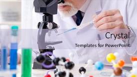  Presentation with molecular diagnostic - Slide deck consisting of molecular diagnostic - old male chemist working background and a light blue colored foreground