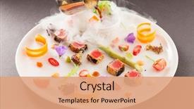  Presentation with molecular - Colorful theme enhanced with molecular dish backdrop and a coral colored foreground