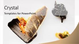  Presentation with modern food - Colorful slide deck enhanced with molecular food - seabass cooked in a modern backdrop and a white colored foreground