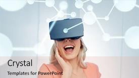  Presentation with augmented reality - Cool new PPT theme with molecular free - technology augmented reality cyberspace entertainment backdrop and a coral colored foreground