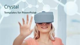  Presentation with augmented reality - Slide deck with molecular free - technology augmented reality entertainment background and a sky blue colored foreground