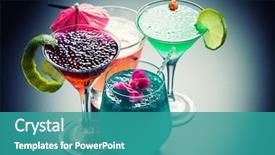 Presentation with cocktail mixer - Beautiful PPT theme featuring molecular mixology - four cocktail backdrop and a teal colored foreground