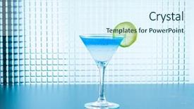  Presentation with molecular - Colorful slide set enhanced with molecular mixology - cocktail with blue caracao caviar in a martini glass backdrop and a sky blue colored foreground