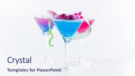  Presentation with caviar - PPT theme with molecular mixology - cocktail with caviar and flower petals background and a sky blue colored foreground