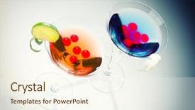  Presentation with whisky - Slide set with molecular mixology - whisky acocktail and raspberry sphere background and a cream colored foreground