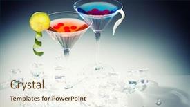  Presentation with whisky - Colorful presentation design enhanced with molecular mixology - whisky acocktail and raspberry sphere backdrop and a sky blue colored foreground