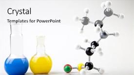  Presentation with laboratory equipment - Audience pleasing PPT theme consisting of molecular modelling - laboratory equipment backdrop and a white colored foreground