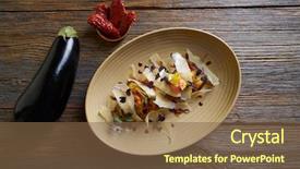  Presentation with italian food desserts - Slide set enhanced with molecular nutrition - aubergine and cheese recipe italian background and a tawny brown colored foreground