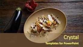  Presentation with italian food desserts - Theme having molecular nutrition - aubergine and cheese recipe italian background and a  colored foreground