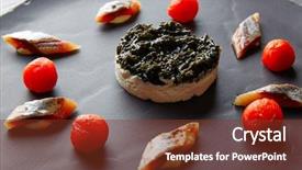  Presentation with nutrition - Slide set consisting of molecular nutrition - bota sardine with white garlic background and a  colored foreground