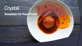  Presentation with dumpling - Audience pleasing slides consisting of molecular nutrition - dumpling of old cowtail backdrop and a  colored foreground