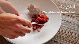  Presentation with octopus - Beautiful PPT layouts featuring molecular nutrition - grilled octopus crunchy sausage chef backdrop and a  colored foreground